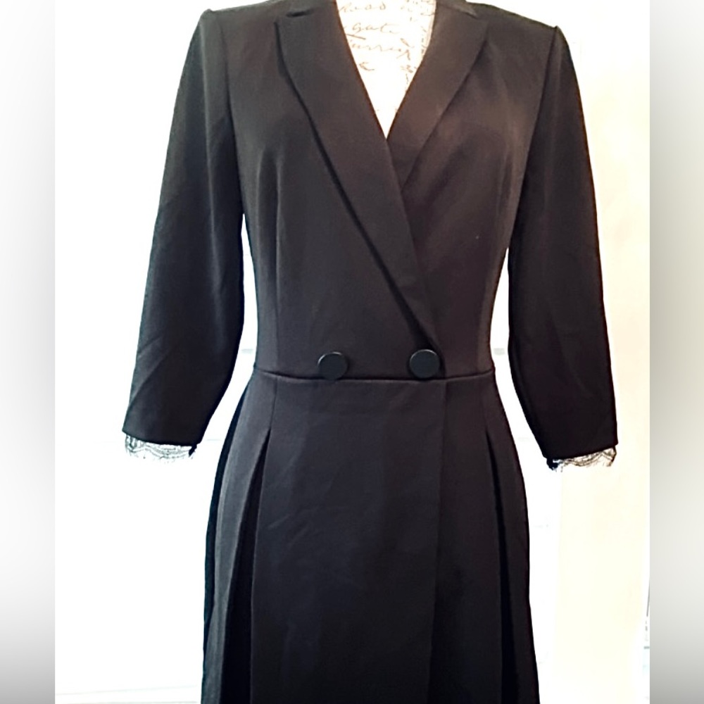 Black Tuxedo Blazer Romper 3/4 Sleeves with Lace Detail at Cuff NWOT Size 6